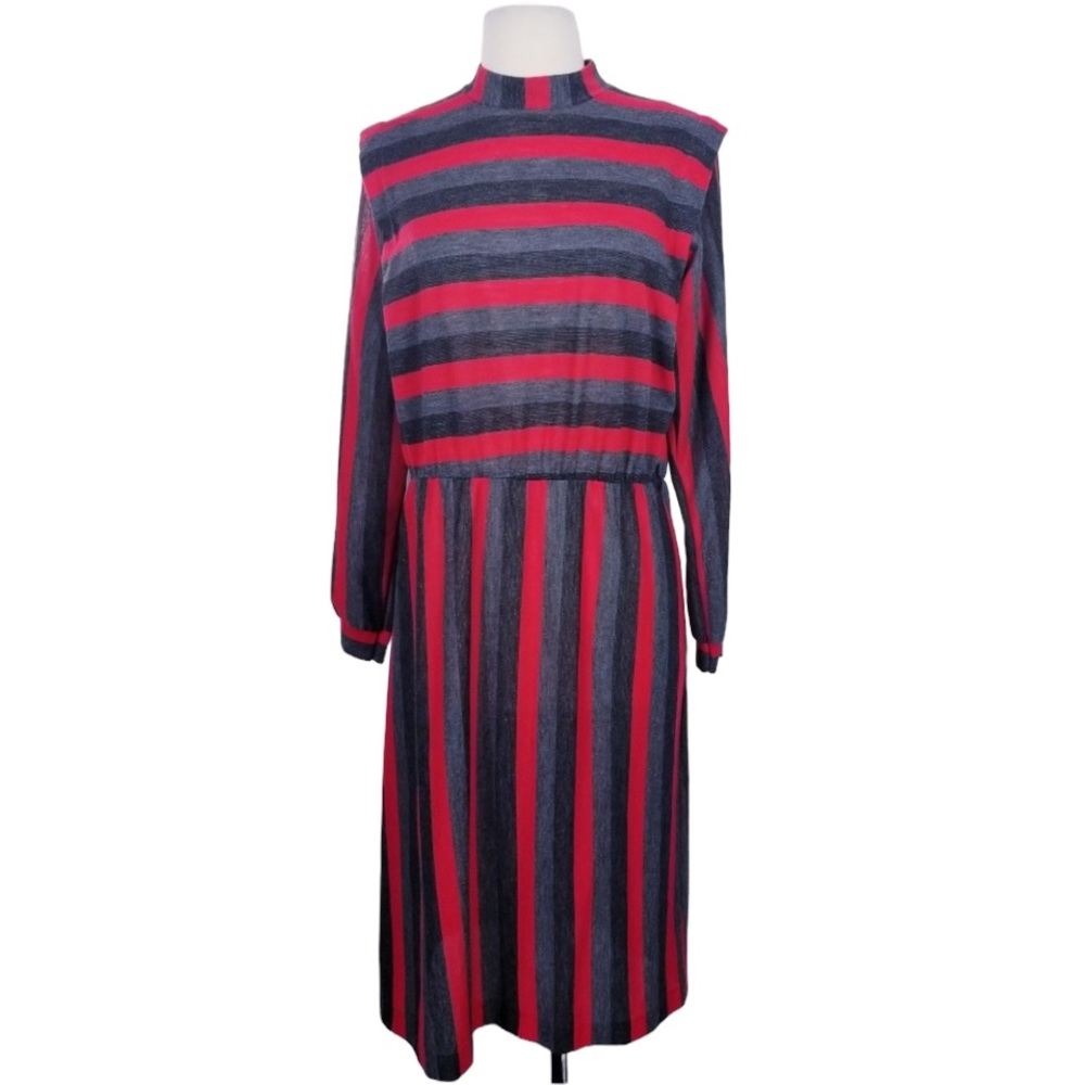 1980s ifi‎ Multi-Color Striped Acrylic Dress